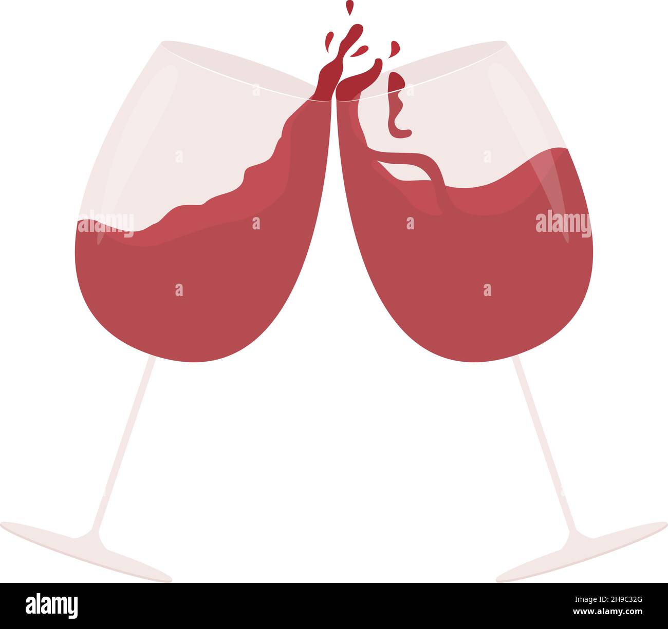 Red wine toast semi flat color vector object Stock Vector
