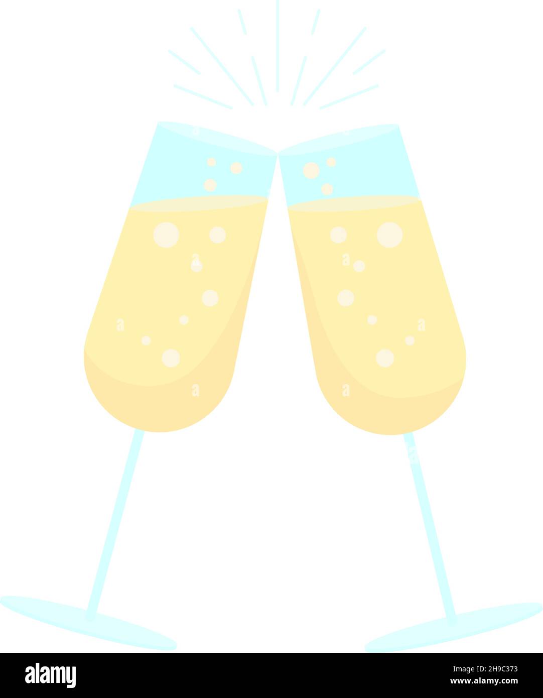Sparkling wine toast semi flat color vector object Stock Vector
