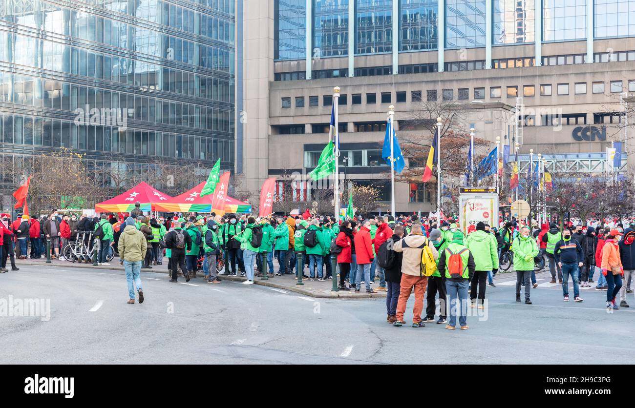 Brussels Capital Region, Belgium, 12 06 2021 - National strike for welfare, social security and against poverty and high energy prices Credit: Werner Lerooy/Alamy Live News Stock Photo