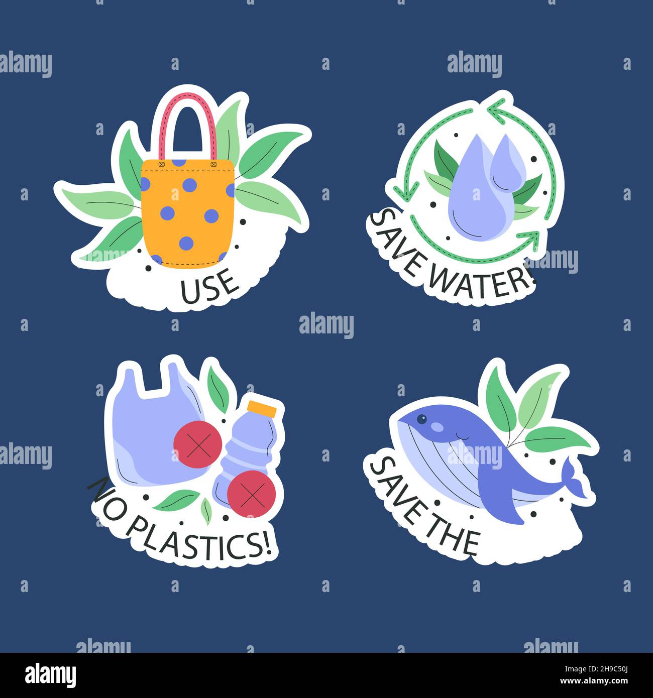 Hand drawn flat design ecology badges Vector illustration Stock Vector ...