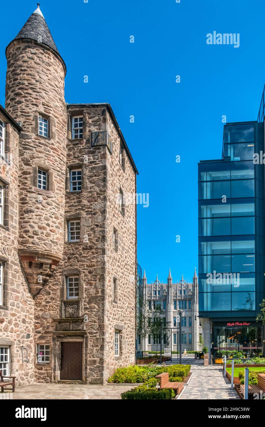 Provost Skene's House in Aberdeen was built in 1545. It is now open as a Period House and Museum of Local History. Stock Photo