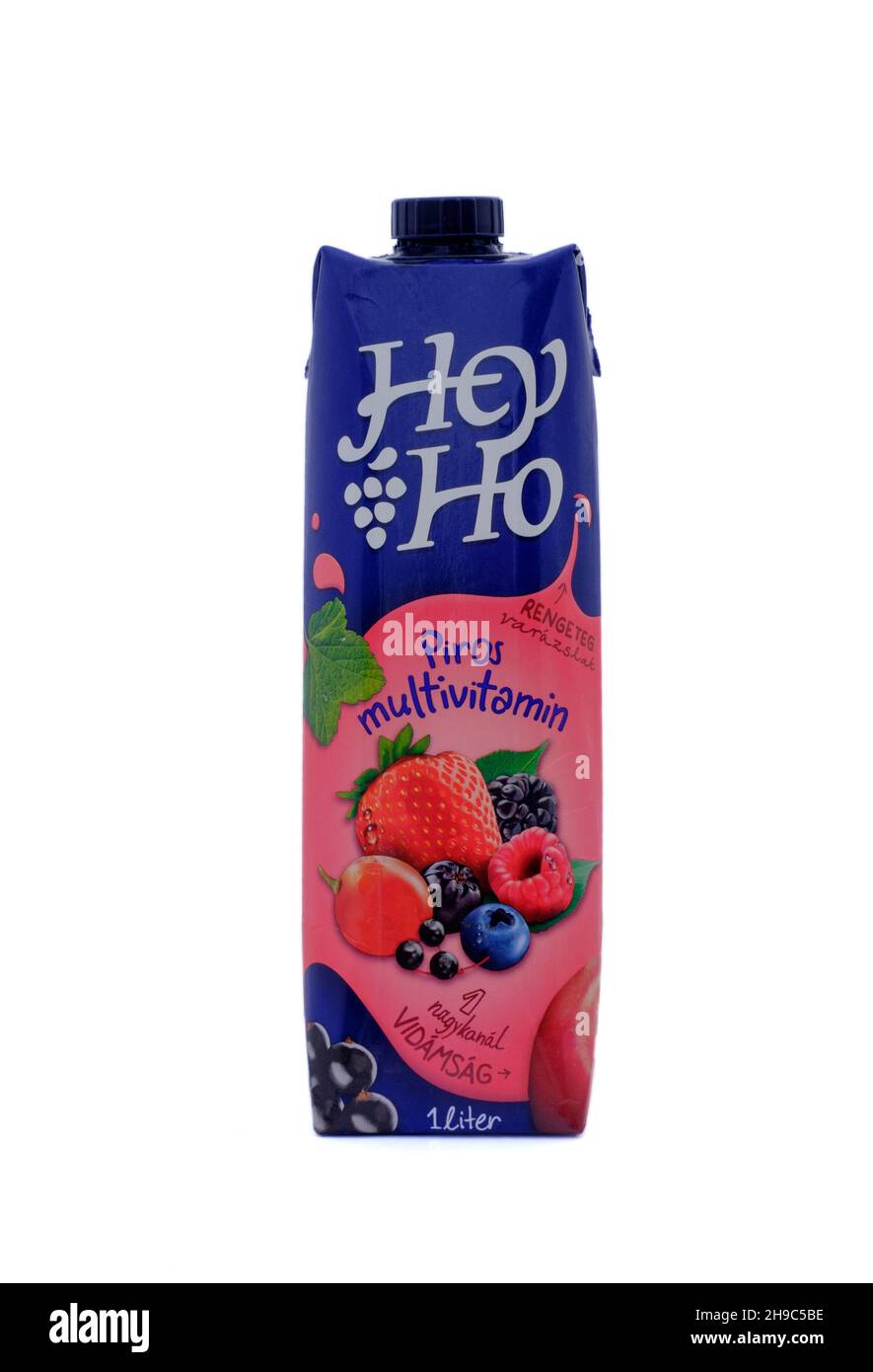 carton of rauch heyho mixed summer fruit multivitamin fruit juice cut out on white background Stock Photo
