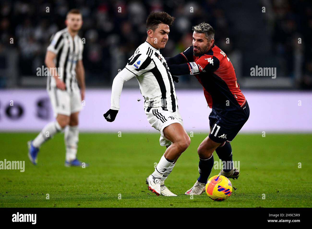 Genoa, Italy. 30 April 2022. Antonio Candreva of UC Sampdoria fouls Nadiem  Amiri of Genoa CFC during the Serie A football match between UC Sampdoria  and Genoa CFC. Credit: Nicolò Campo/Alamy Live