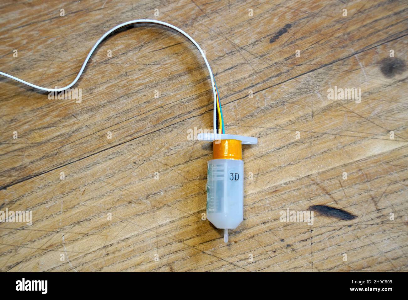 3d printer part for auto-leveling on a table Stock Photo