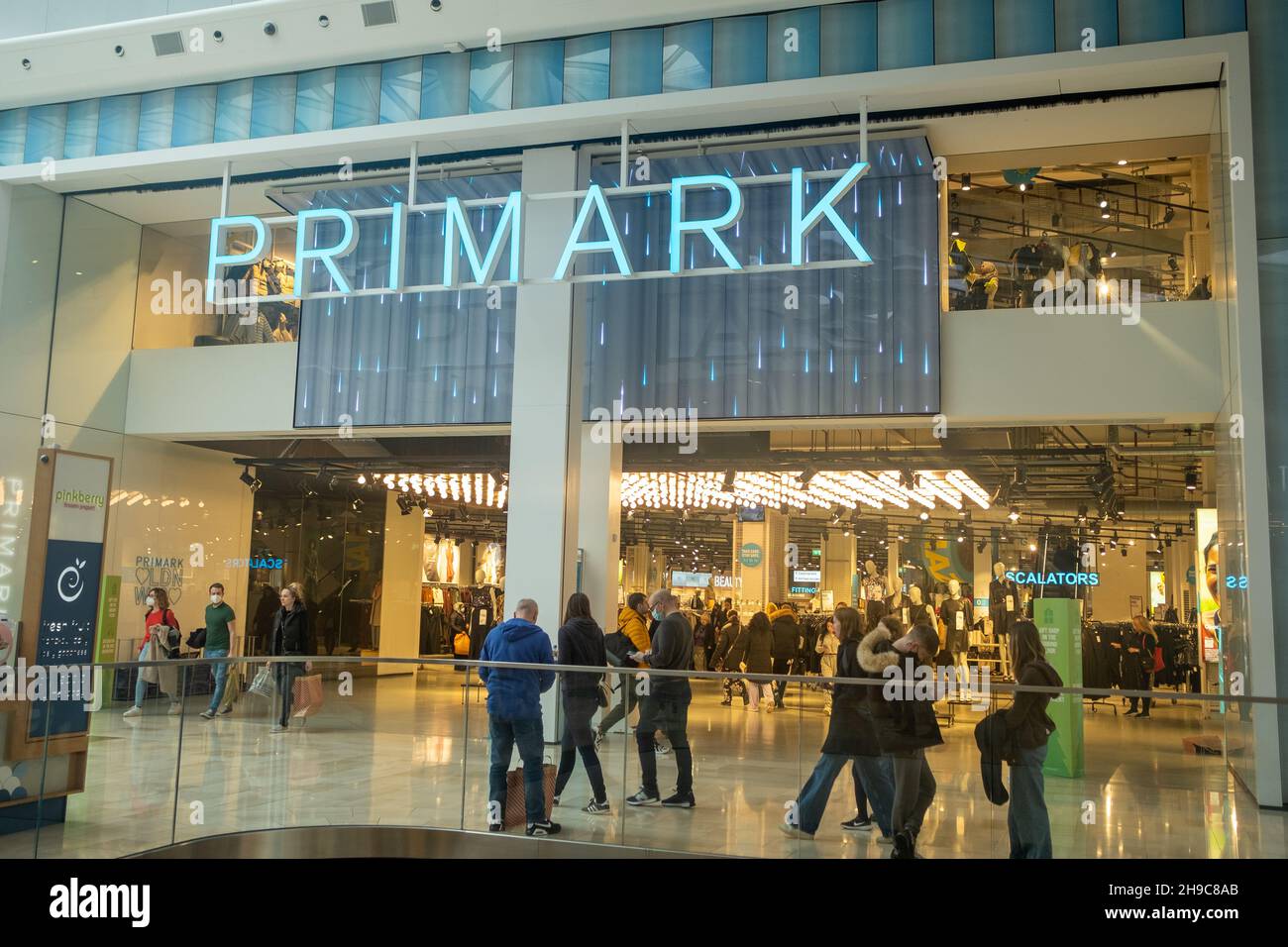 London- December 2021: Primark store inside Westfield London in Shepherds Bush. A British fast fashion brand Stock Photo