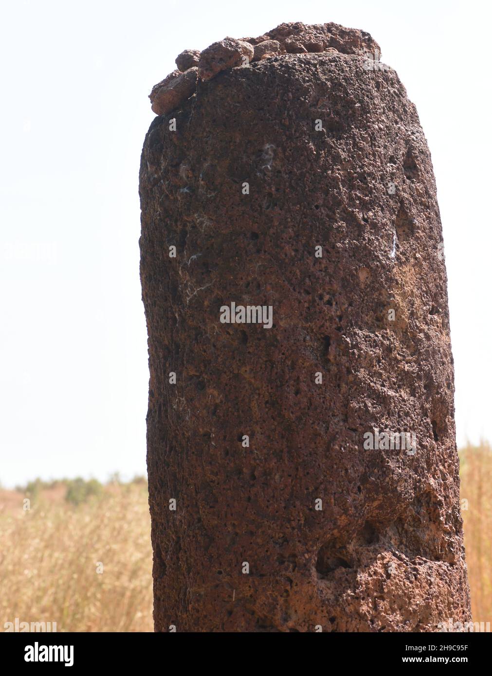 The stone circles of Senegambia at Wassu are a UNESCO World Heritage Site. The stones are believed to date from 300 BCE to the 1600s. Stock Photo