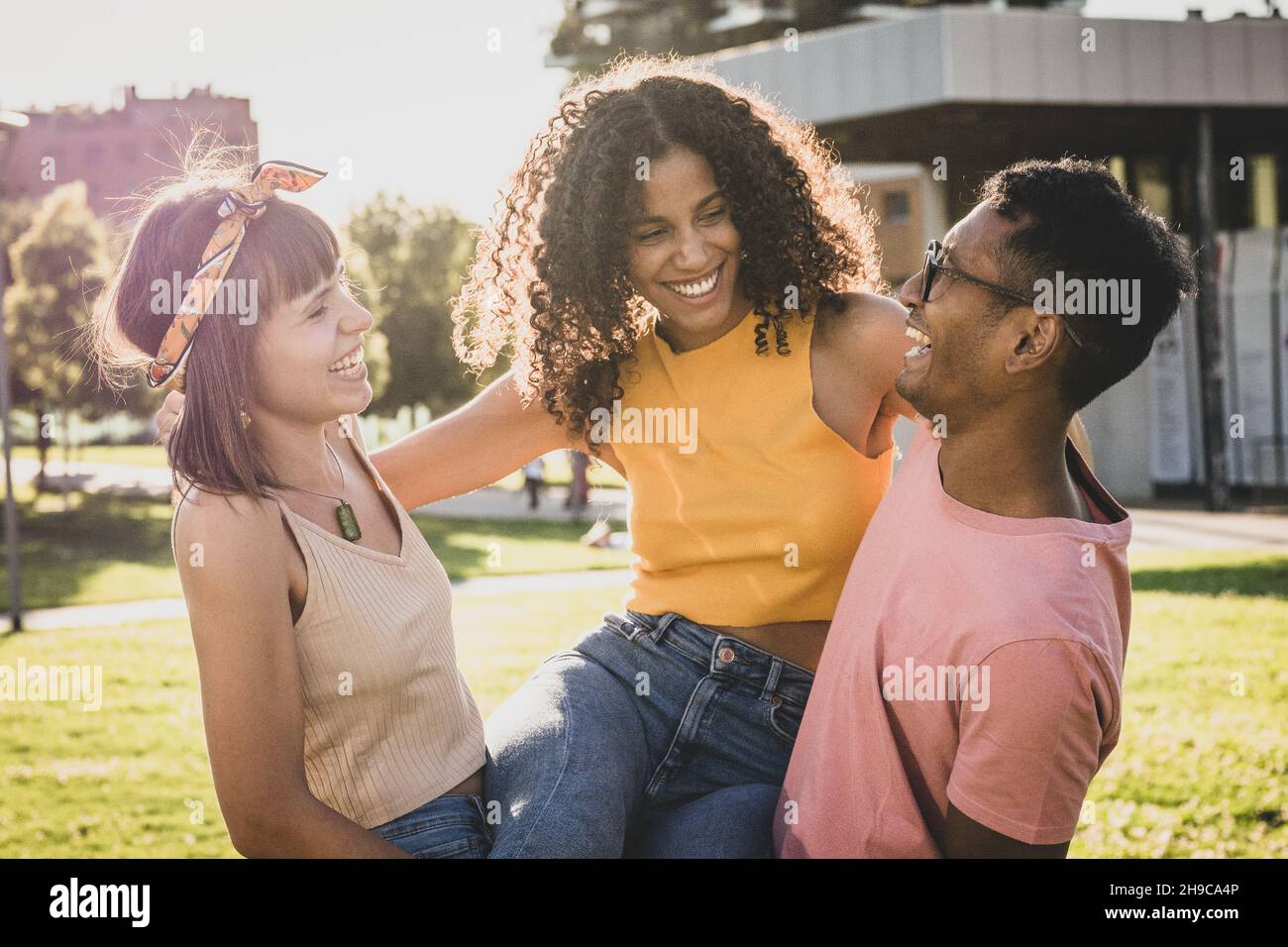 Happy african friends family hi-res stock photography and images - Alamy