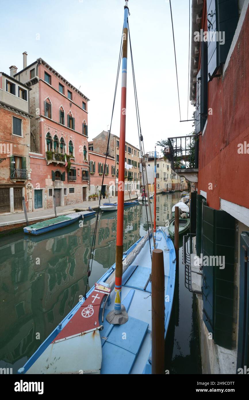 a view of a canal in Venice downtown Stock Photo