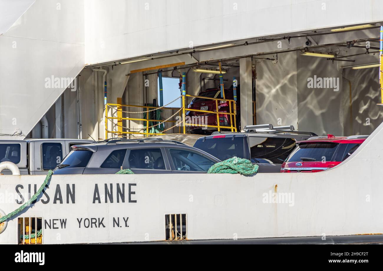 Detail image of the Cross Sound Ferry, Susan Anne in New London, CT Stock Photo