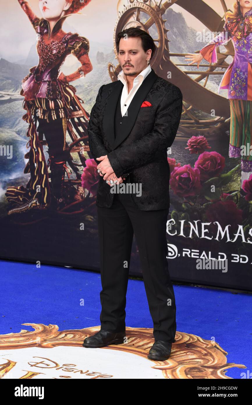 Johnny Depp, European Premiere of 'Alice Through The Looking Glass', Odeon Leicester Square, London. UK Stock Photo