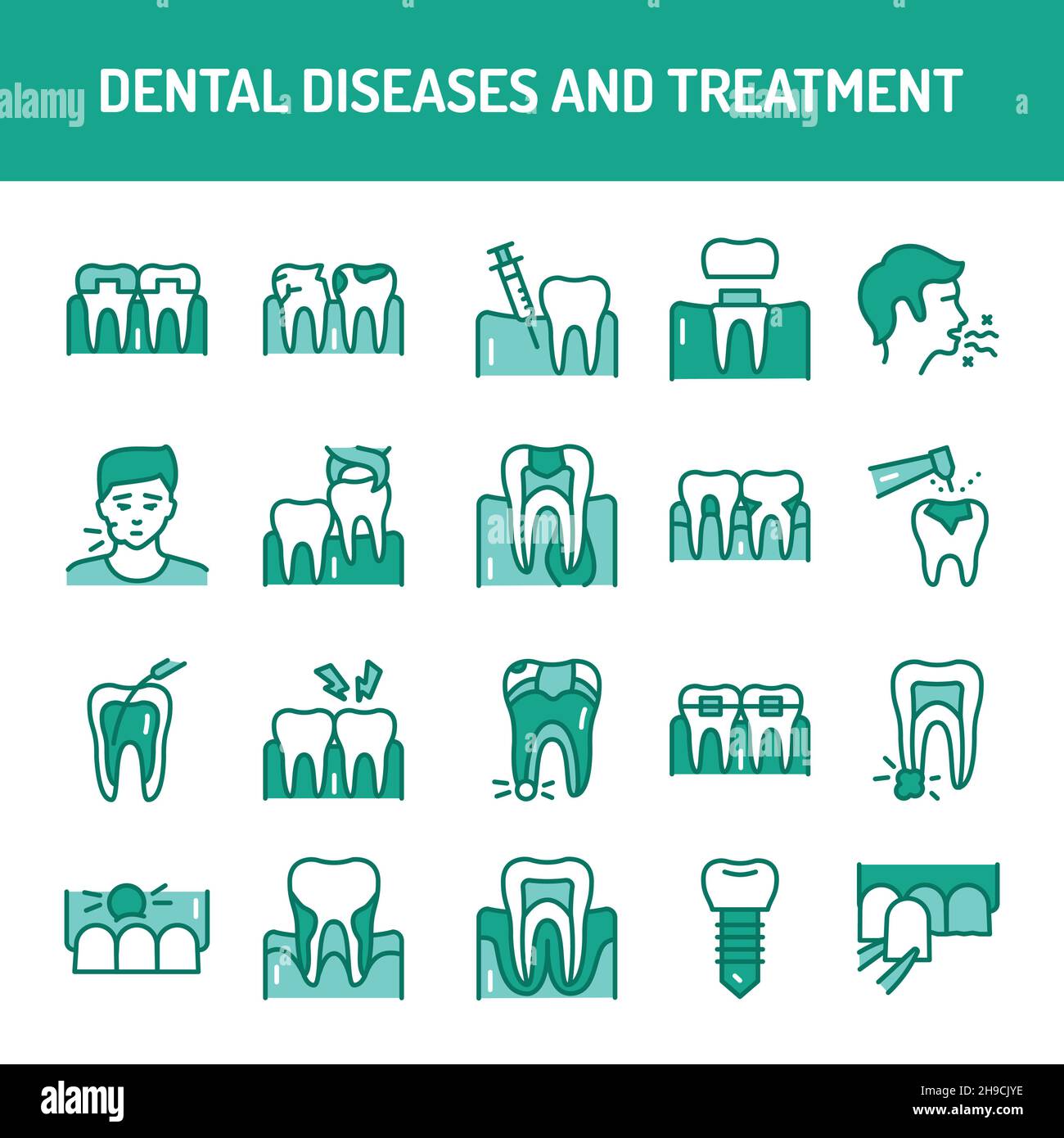Dentistry color line icons set. Pictograms for web page, mobile app ...