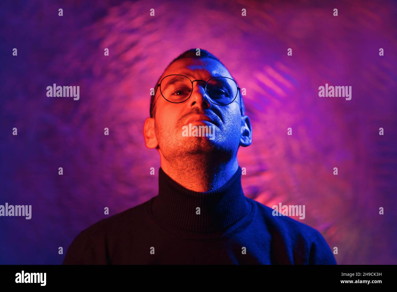 neon purple turtleneck