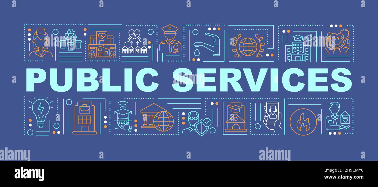 Public services innovations word concepts banner Stock Vector