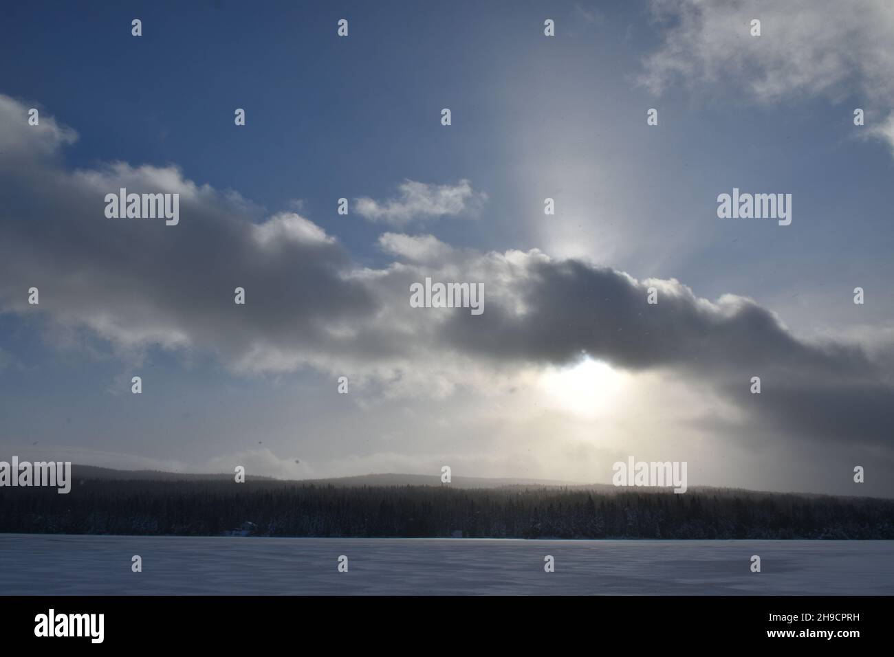 The lake in winter, Sainte-Apolline, Québec, Canada Stock Photo