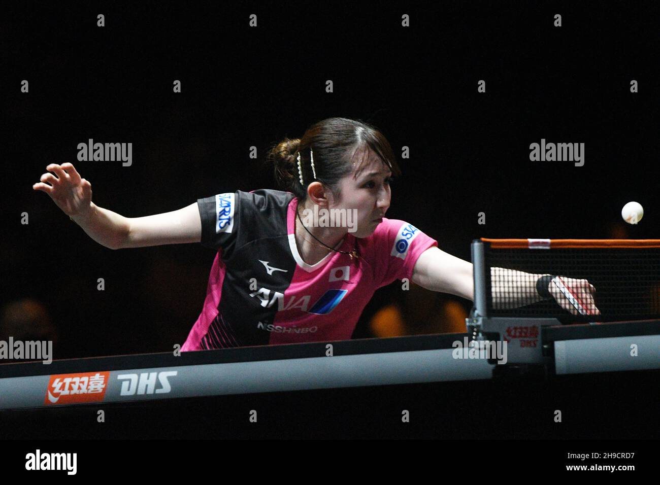 Singapore. 6th Dec, 2021. Hayata Hina of Japan hits a return during the
