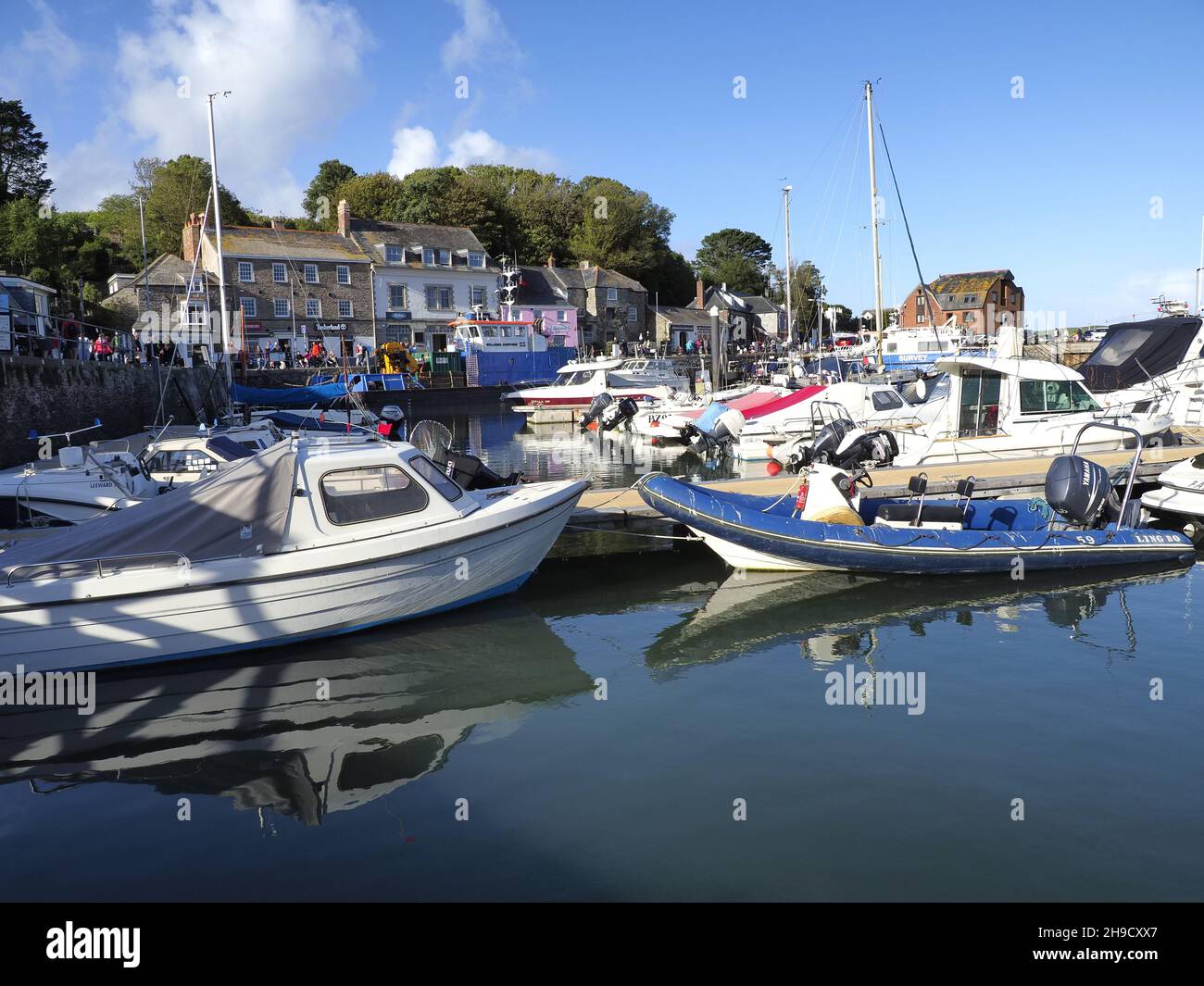 Padstow Fishing village, harbour and port with lots of boats Stock Photo