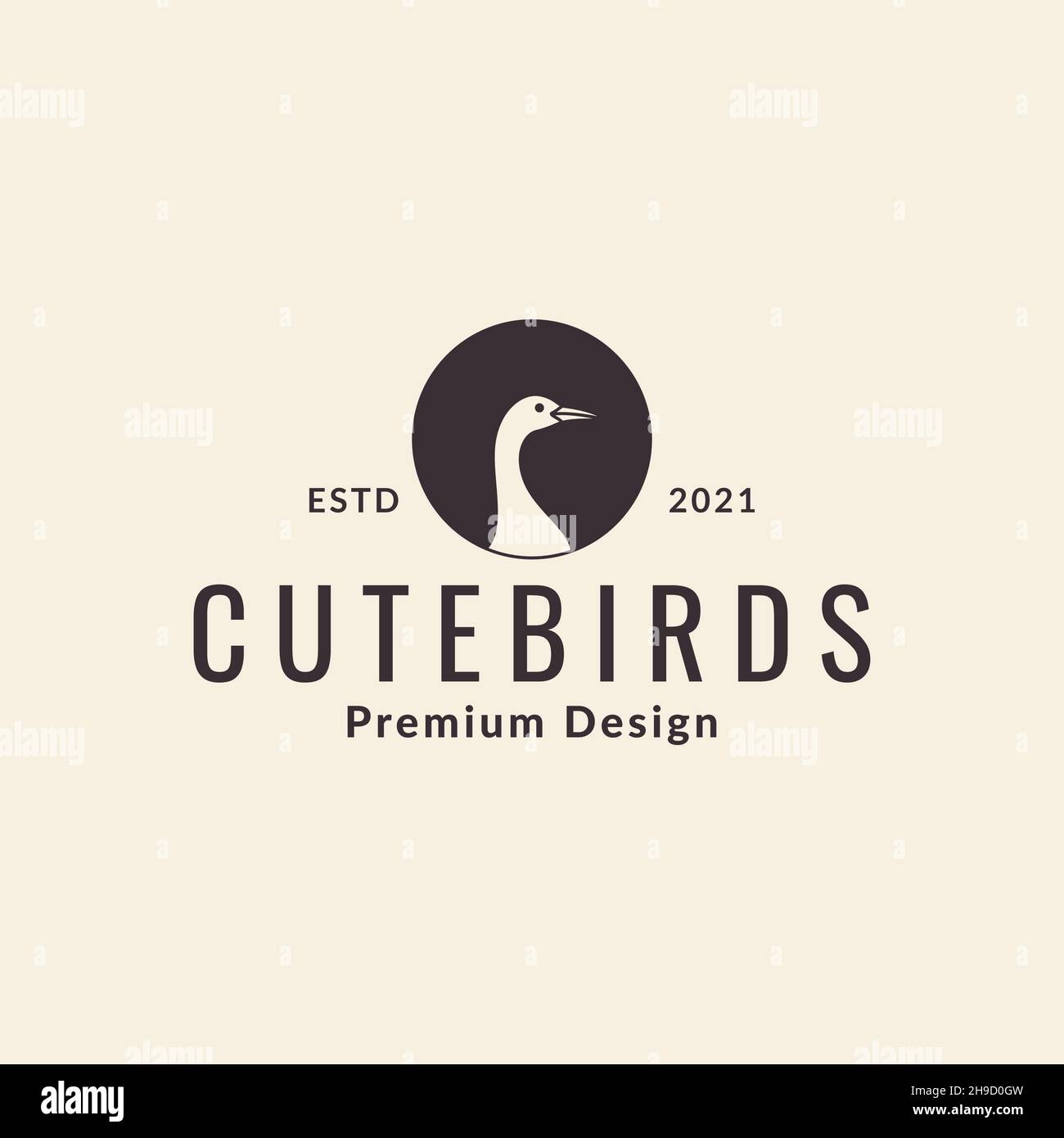 bird goose or swan hipster head simple logo symbol icon vector graphic design illustration idea creative Stock Vector