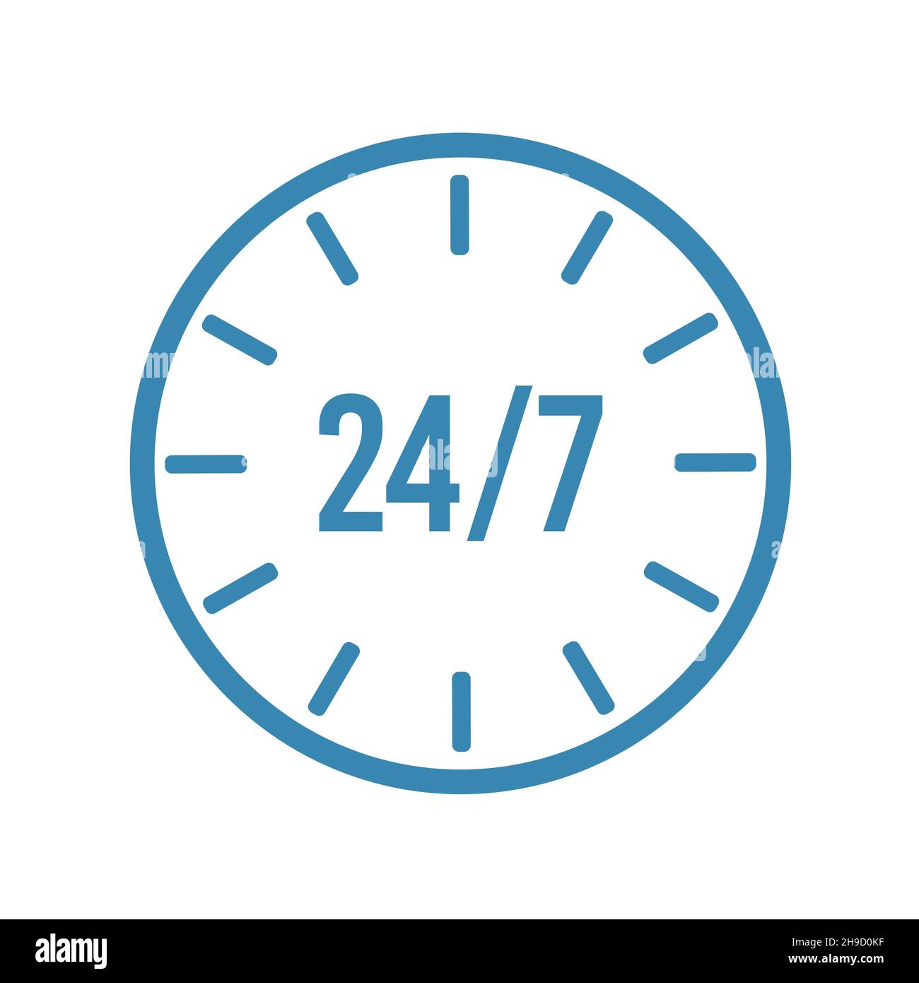 24 7 clock circle arrow for nonstop service icon. Non stop, twenty four hours support. 24 7 service open. Vector Stock Vector