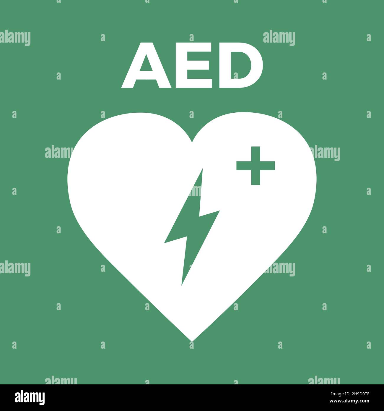 AED symbol icon. Heart first aid defibrillator sign. Automated external
