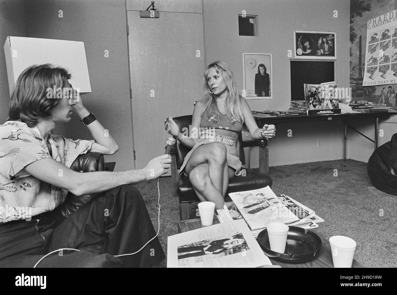 Jackie de Shannon during an interview. Los Angeles July 1974 Stock