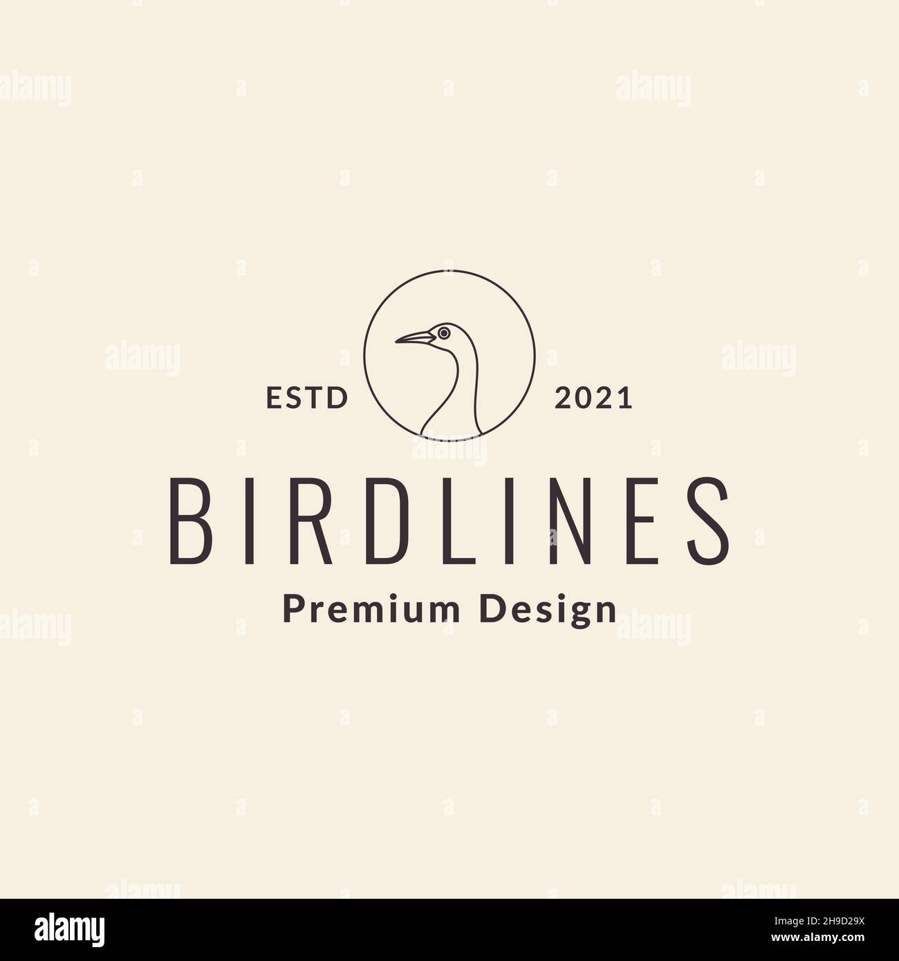 lines bird hipster swan of goose logo symbol icon vector graphic design illustration idea creative Stock Vector