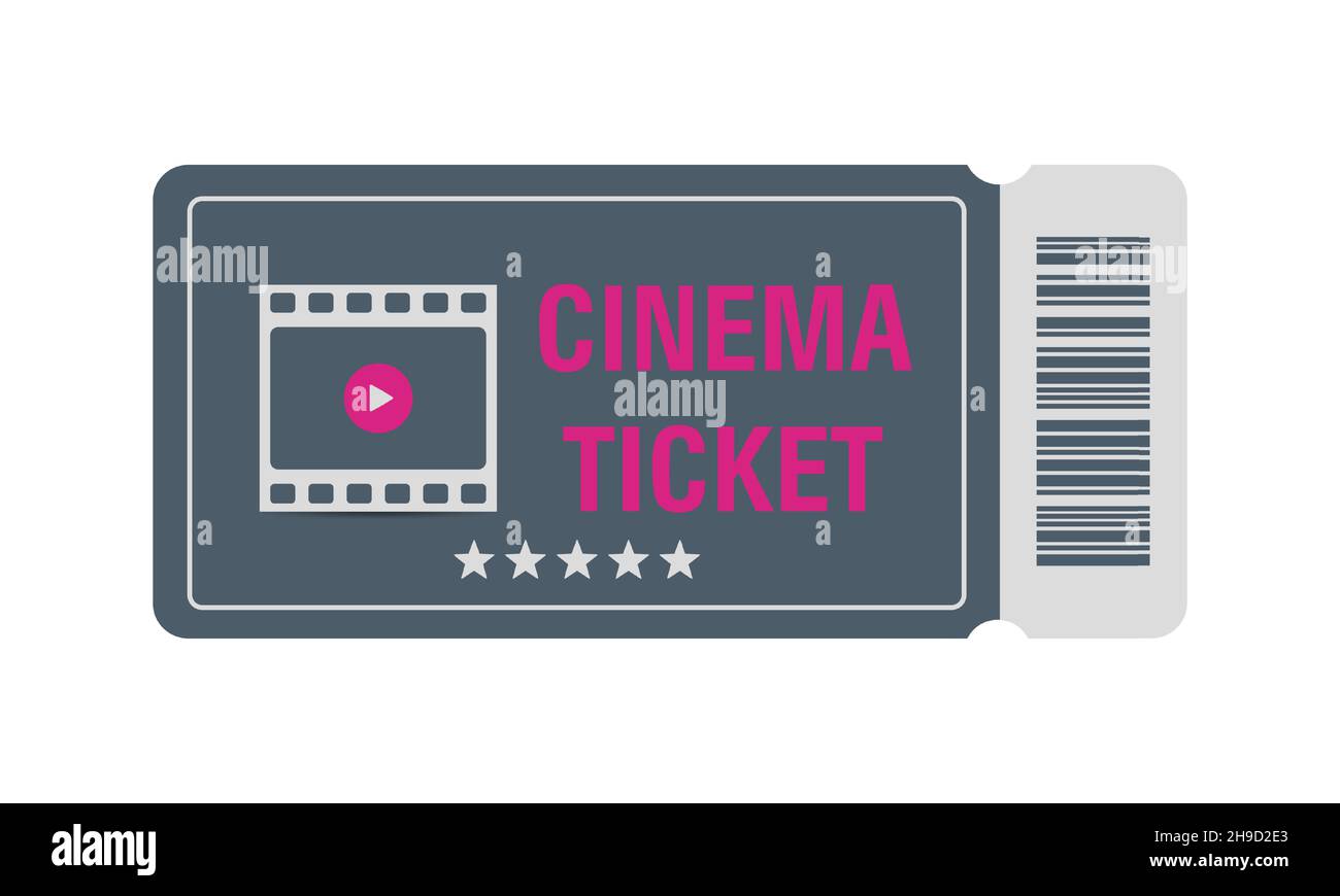 Cinema ticket. Movie ticket template isolated on white background