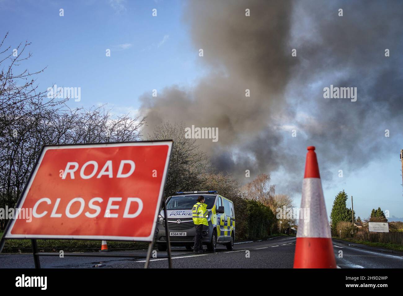 Kidderminster, UK, 6th December, 2021. A second massive fire in Kidderminster today, only weeks