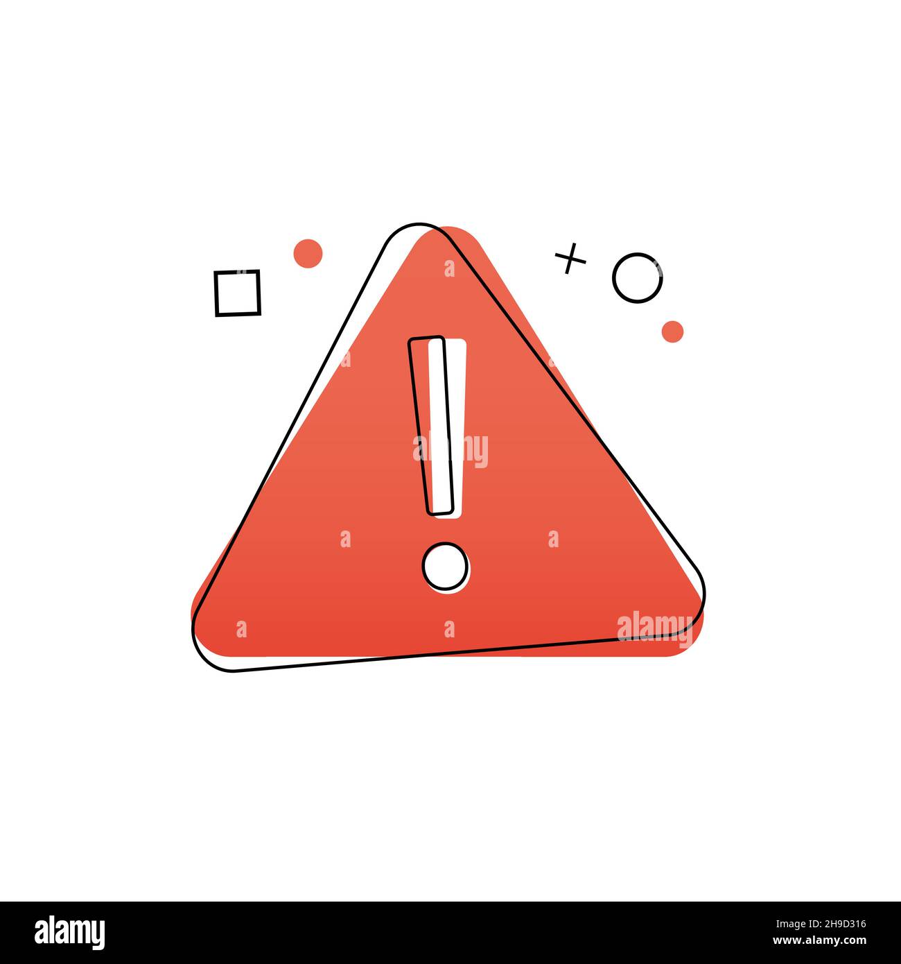 Caution alarm, danger sign collection. Attention icon with geometric shapes on white background. Red fatal error message element. Exclamation mark of Stock Vector