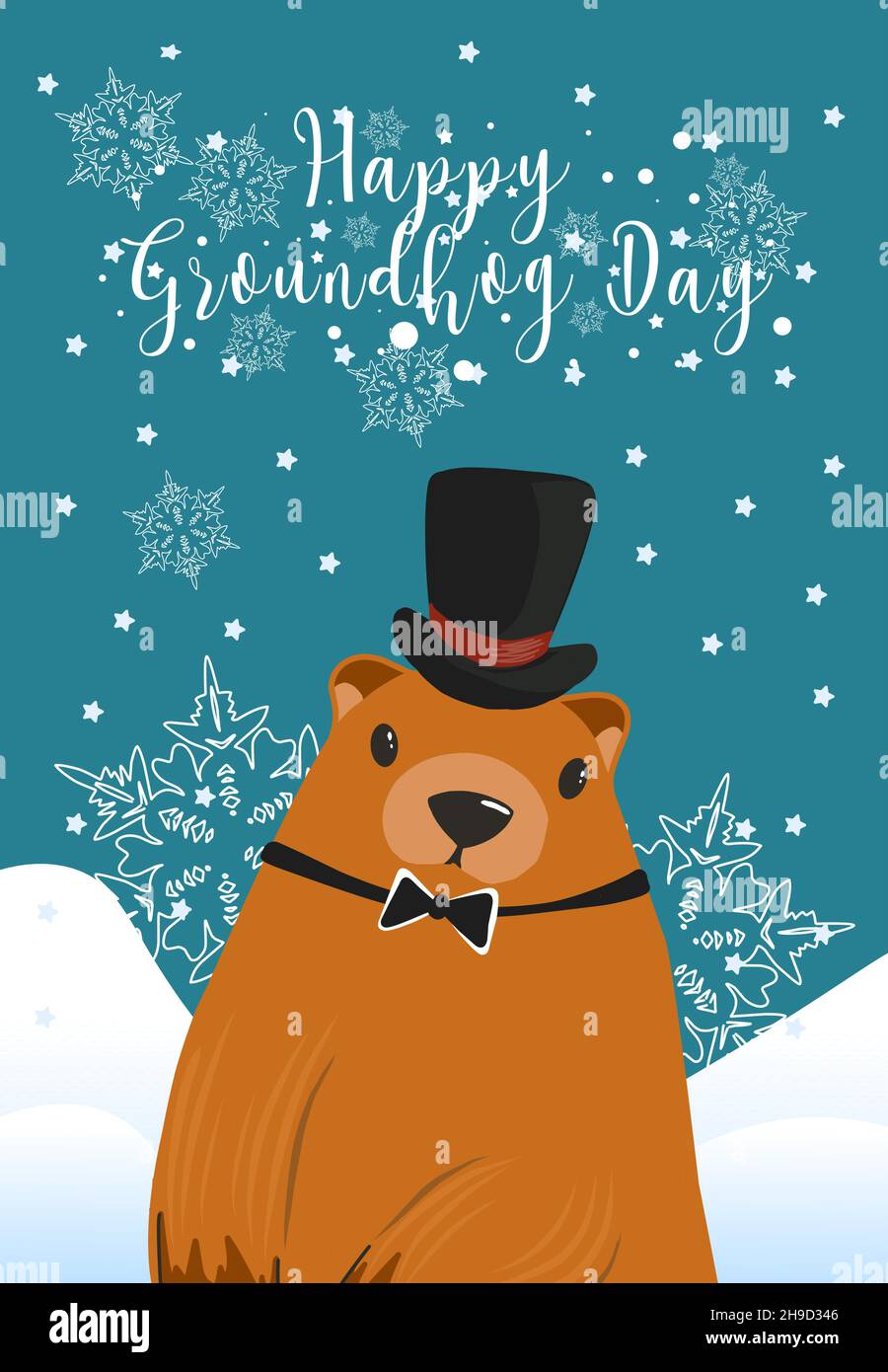 Happy Groundhog Day greeting card. Happy marmot Day Typographic Vector  Design with Cute Groundhog Character - Advertising Poster or Flyer Template  Stock Vector Image & Art - Alamy