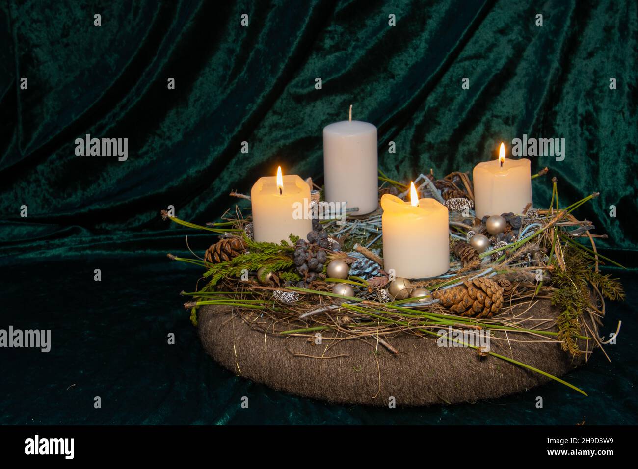 Third Advent self made Advent wreath with selective focus on