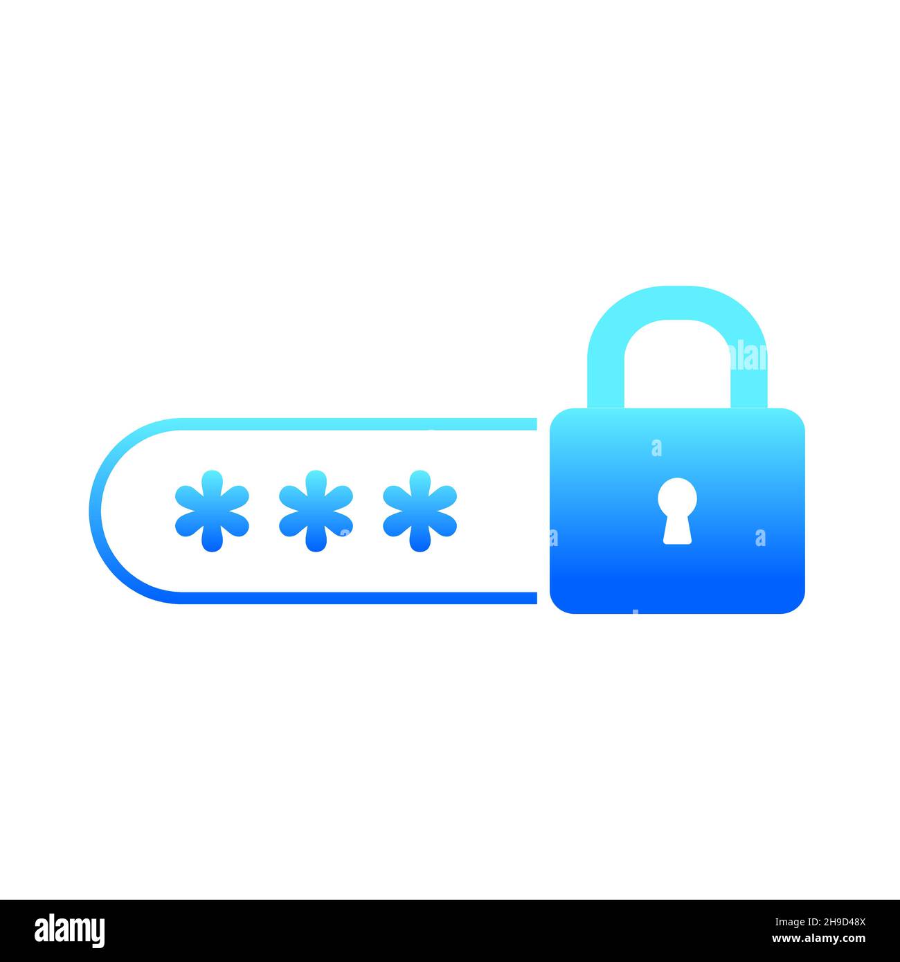 Password notification and lock icon isolated on white background, concept of security notice