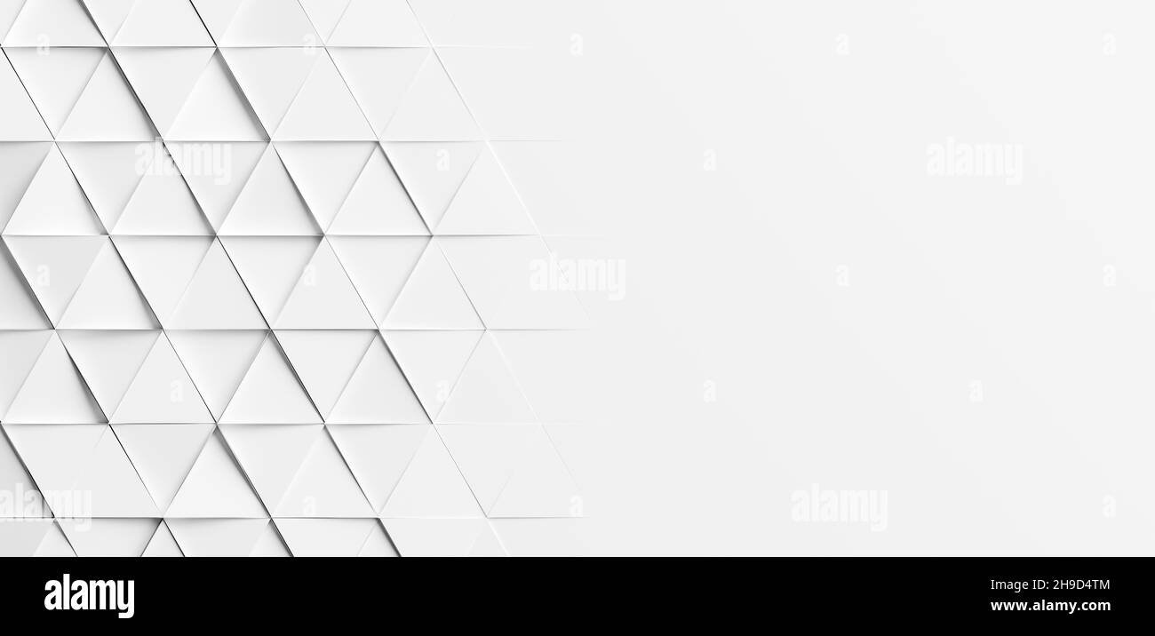 Random rotated white triangles background wallpaper banner with copy space,  3D illustration Stock Photo - Alamy