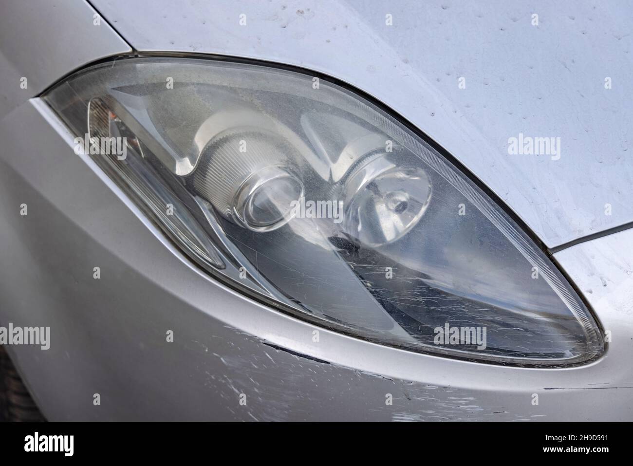 Scratched Bumper and Plastic Headlights Cover Damage Stock Photo Alamy