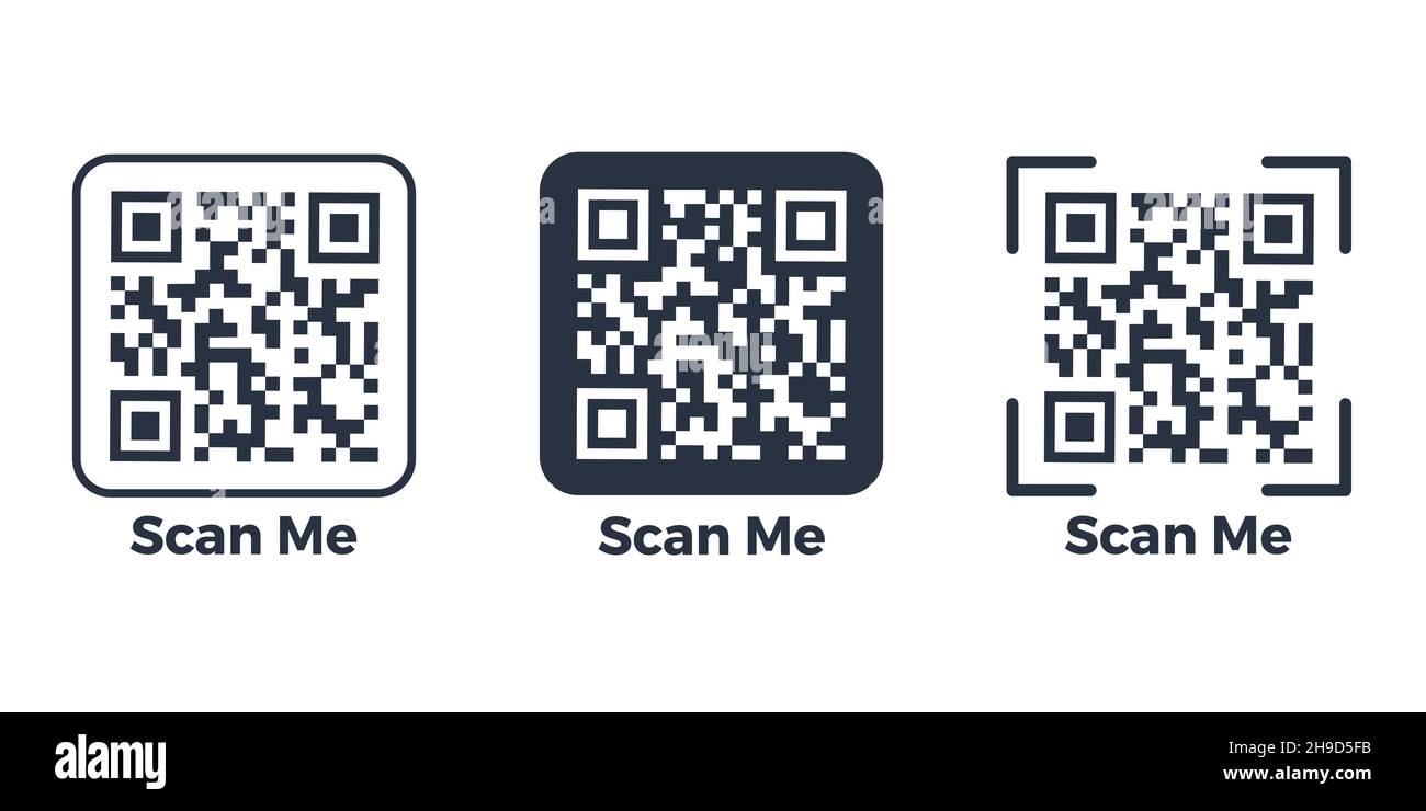 QR code set. Template of frames with text - scan me and QR code for ...