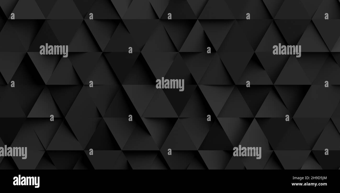 Random shifted rotated black triangles background wallpaper, 3D illustration Stock Photo