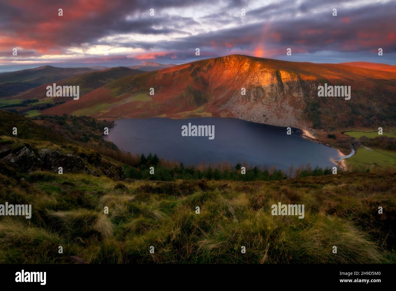 Ireland landscape - Wicklow Mountains - Lough Tay Stock Photo