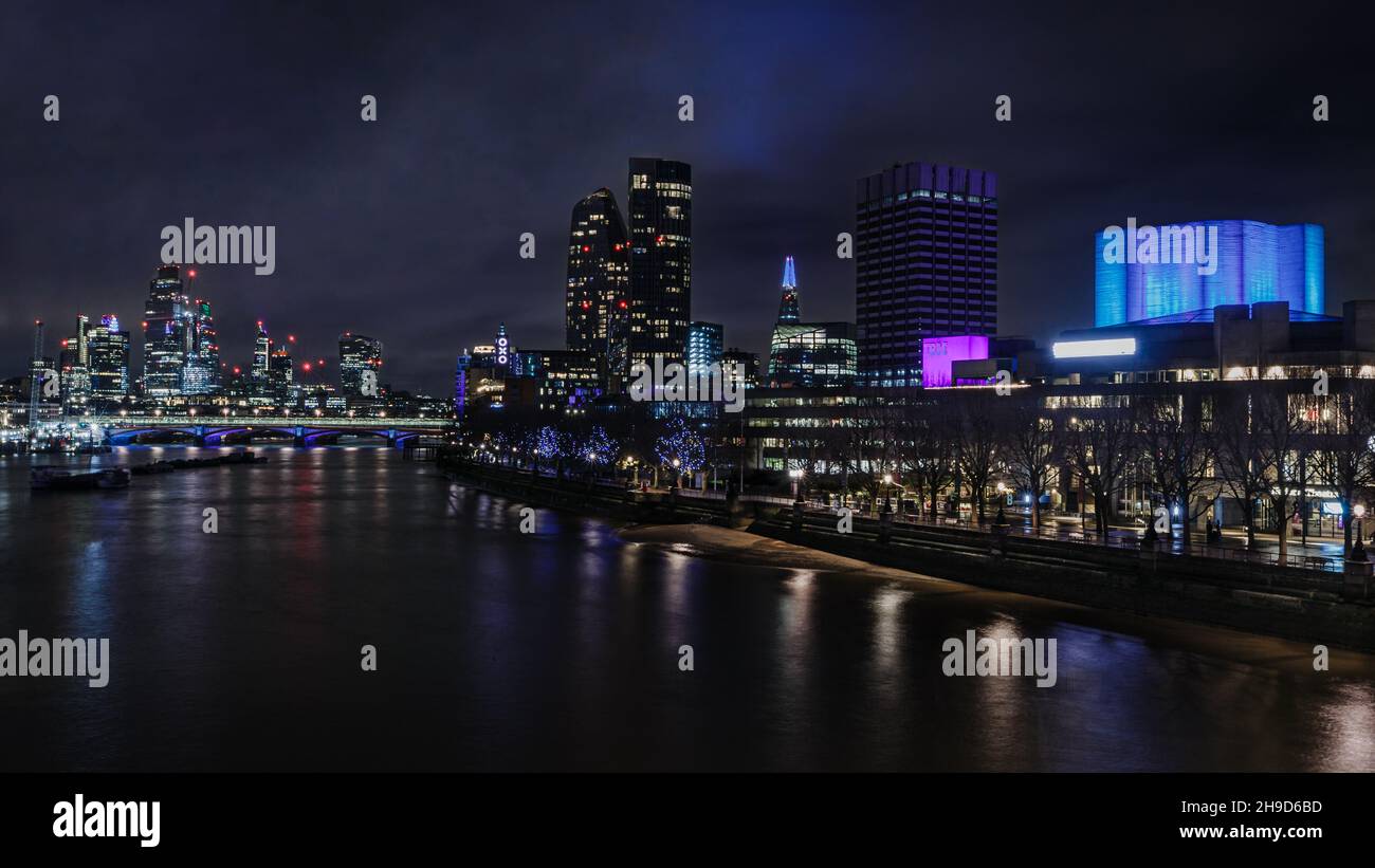 A panoramic view of beautiful, and colorful London as evening falls on London. Stock Photo