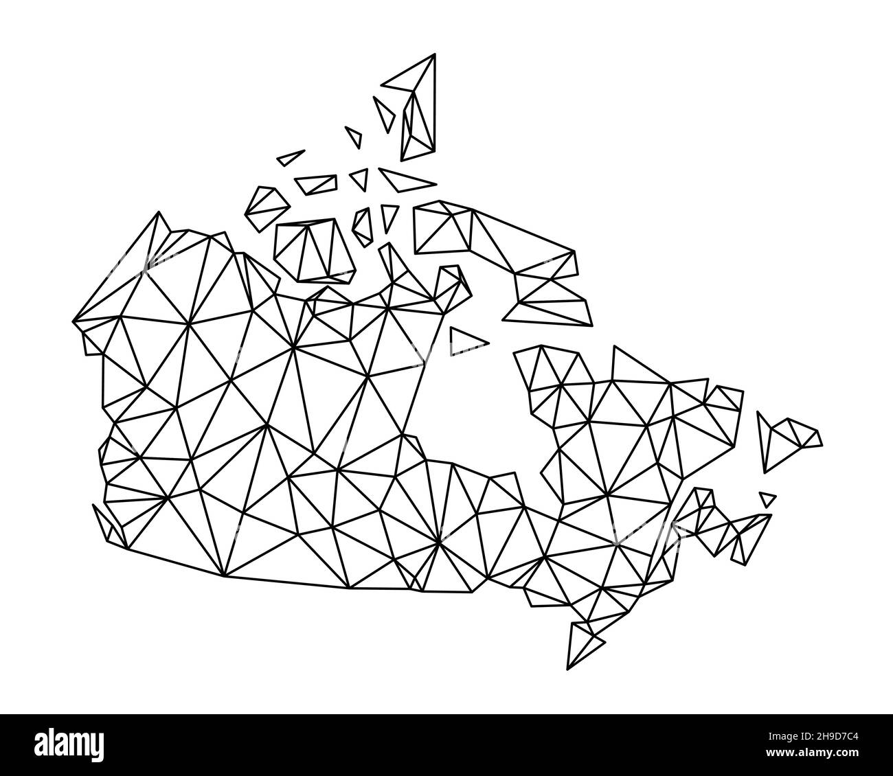 Canada polygon map. Low poly trendy style vector map of Canada. Stock Vector