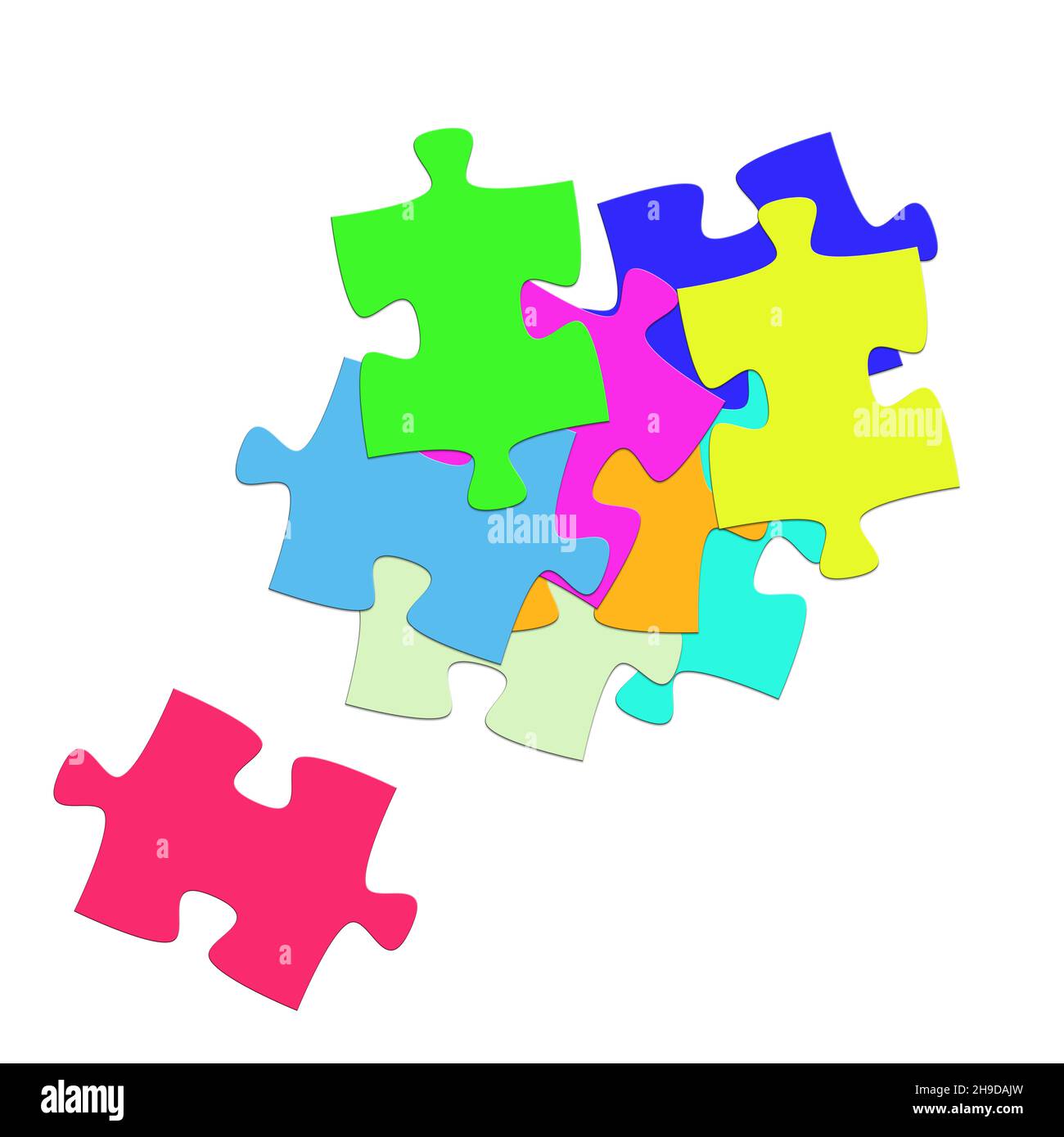 Colorful puzzle pieces against a white background Stock Photo - Alamy