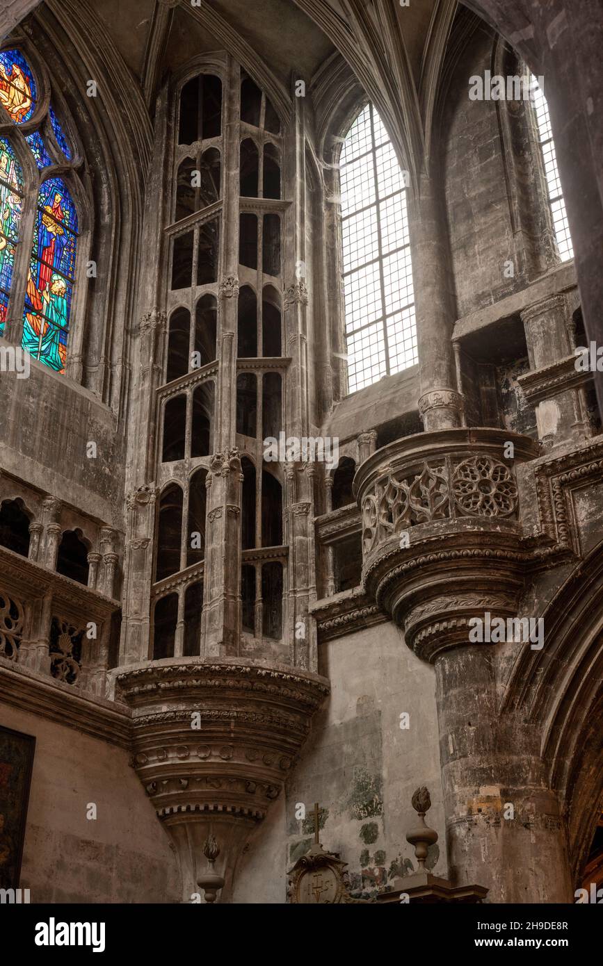 Chaumont, Basilika St-Jean-Baptiste, Wendeltreppe im nördlichen Querhaus Stock Photo