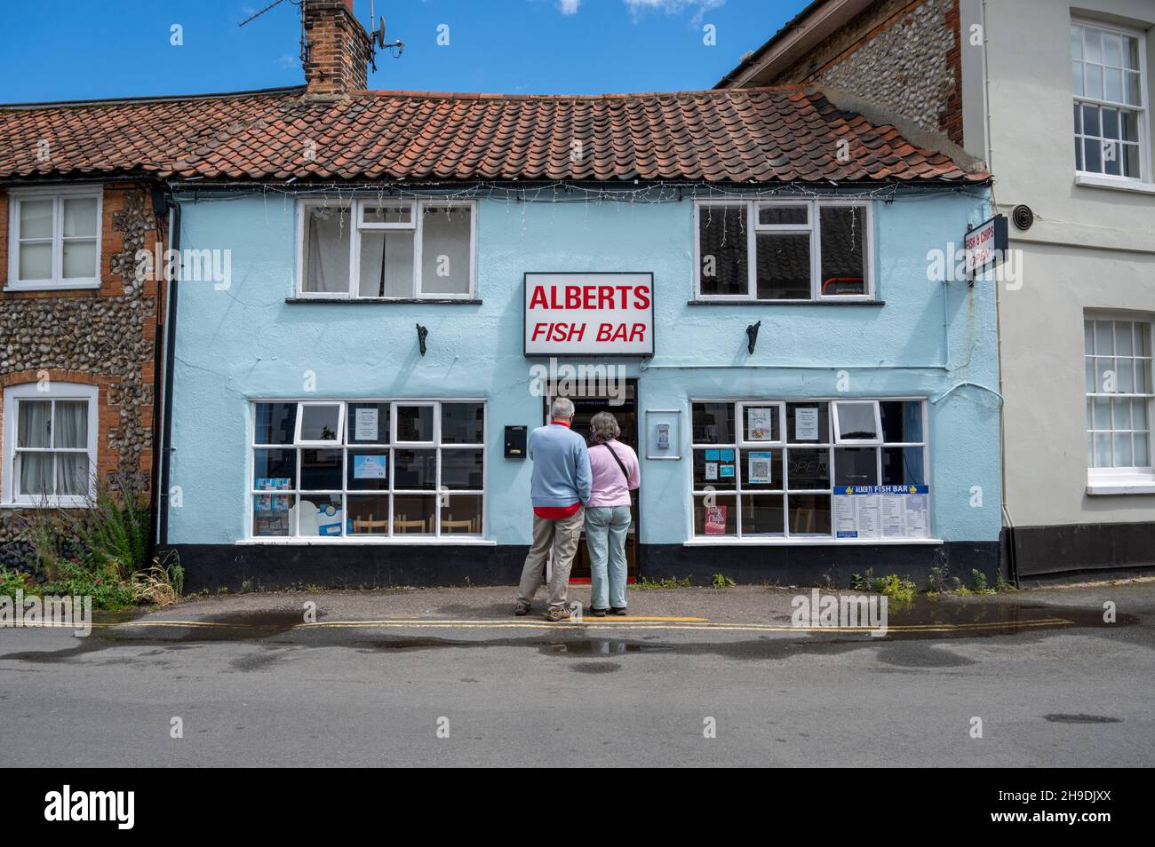 Alberts fish bar, a fish and chip shop in Holt Norfolk UK Stock Photo