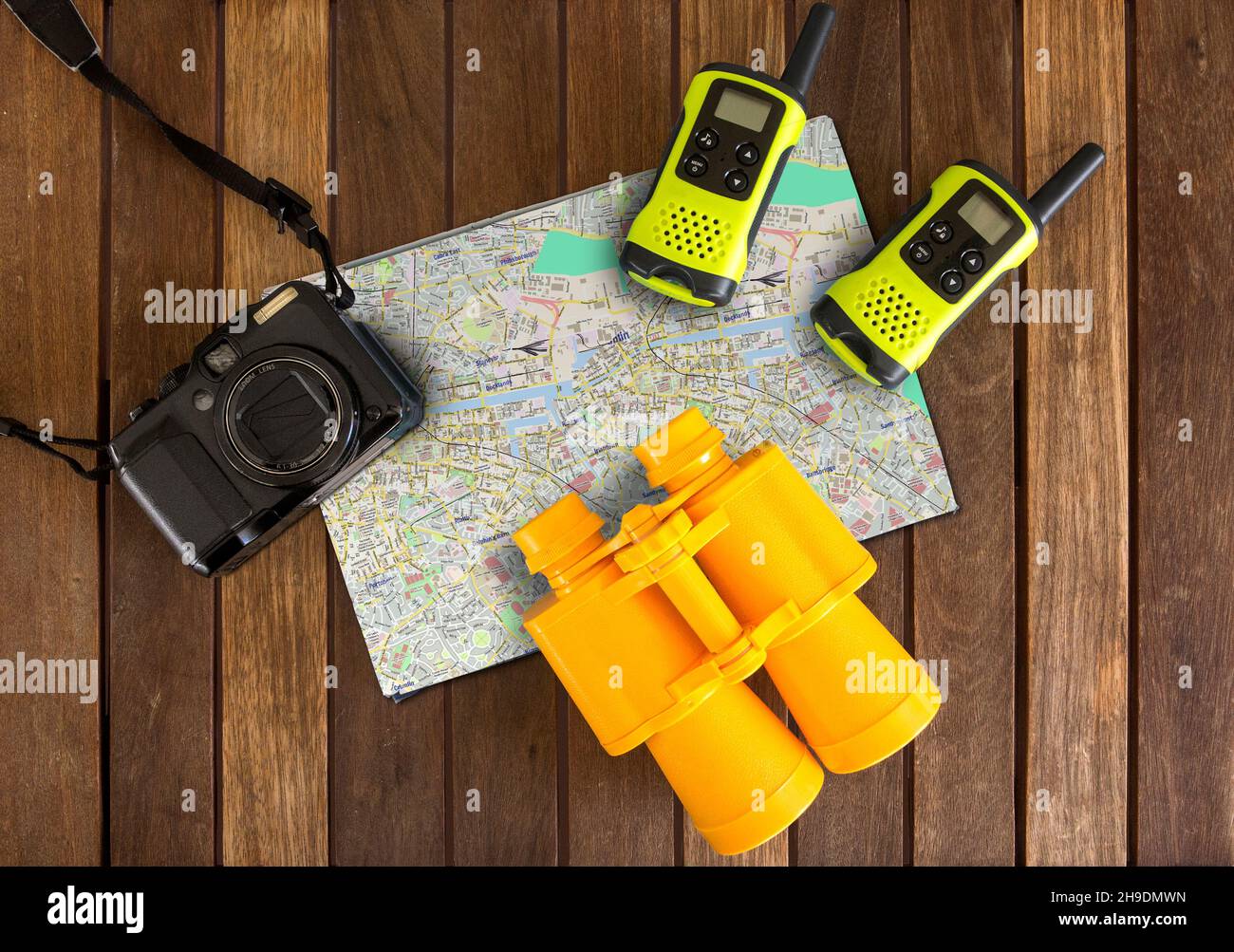 Traveling tools for kids and little explorers Stock Photo