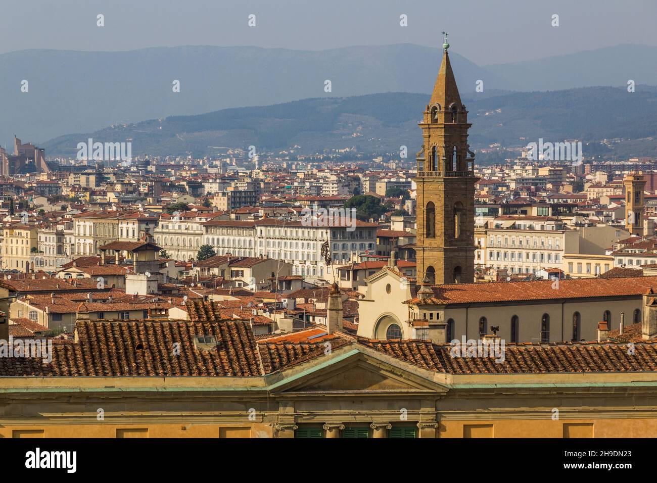 Skyline of Florence with Basilica di Santo Spirito church, Italy Stock Photo