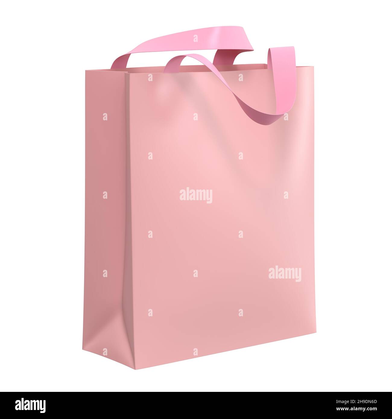 Pink paper bag isolated on white Stock Photo