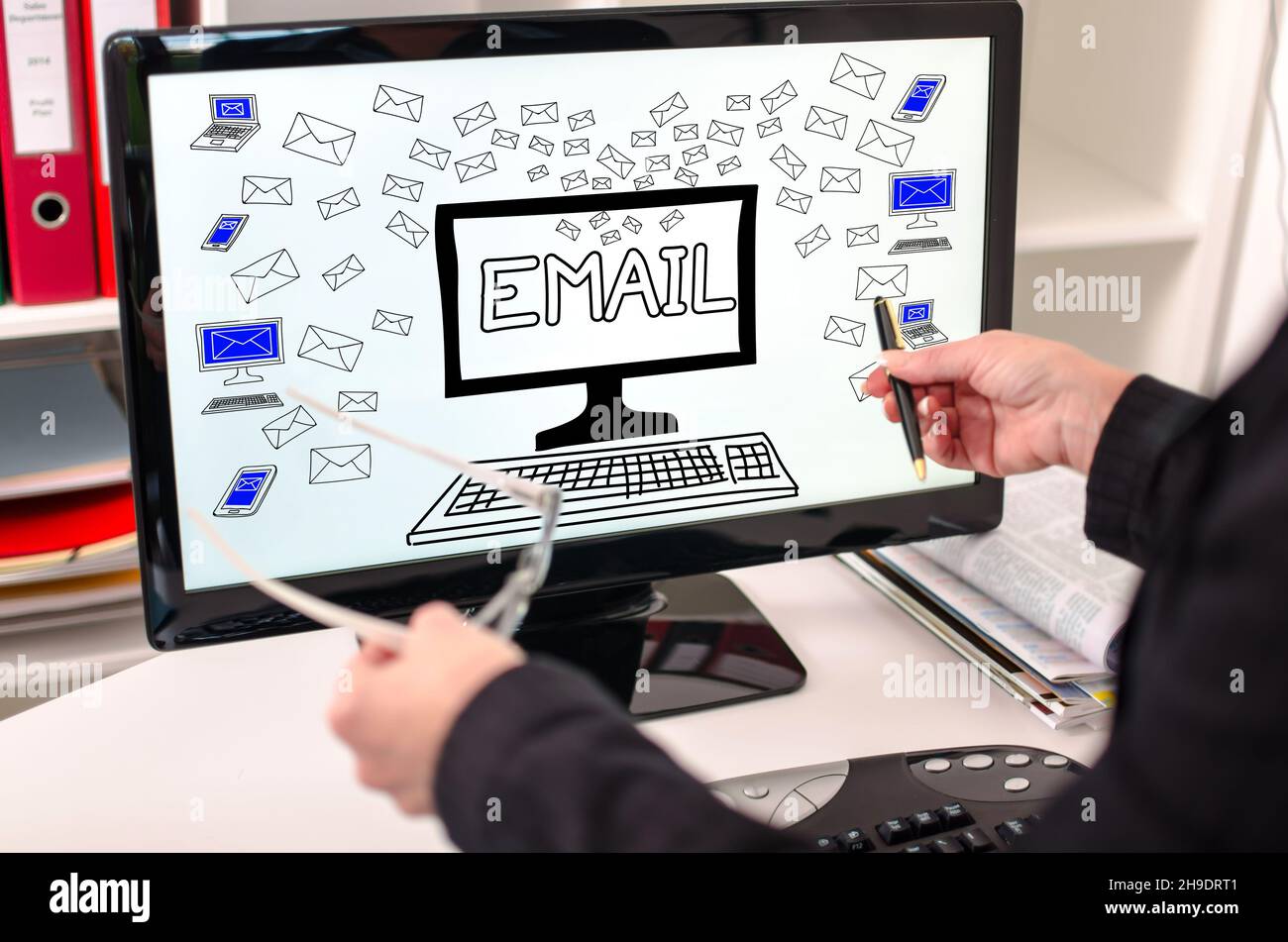 Mini Email Only Computer Computer screen showing email hi-res stock photography and images - Alamy