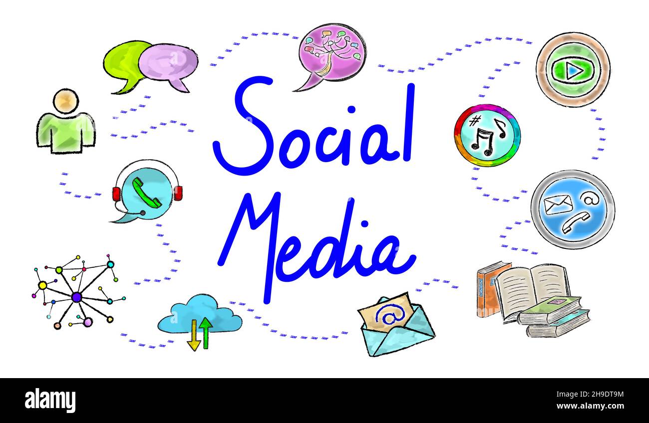 Illustration of a social media concept Stock Photo - Alamy