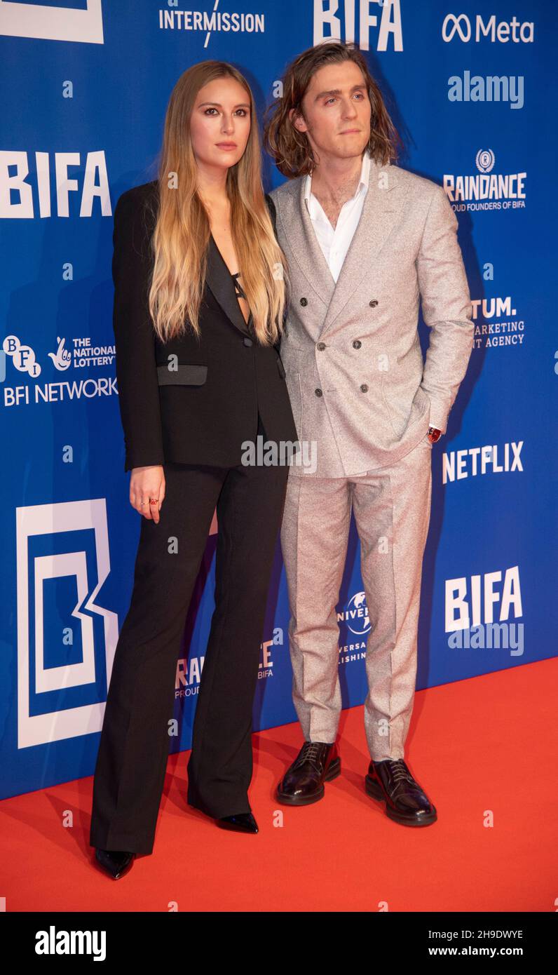 LONDON, ENGLAND - 05 DEC 2021: Hanako Footman and Jack Farthing attend the 24th British Independent Film Awards at Old Billingsgate on the 5th Decembe Stock Photo