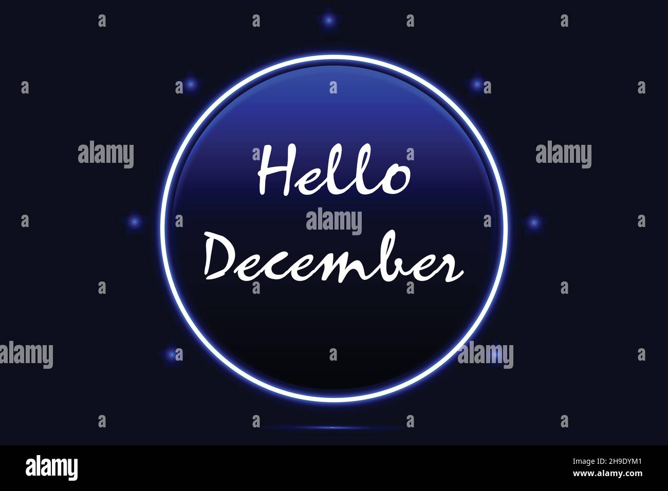 Creative Hello December Vector Design. Modern vector Design for welcome Banner, Poster, Backdrop and greeting cards. Stock Vector