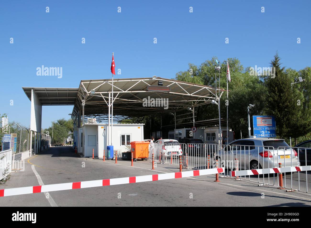 Border crossing from the Greek to the Turkish Part, Cyprus Stock Photo