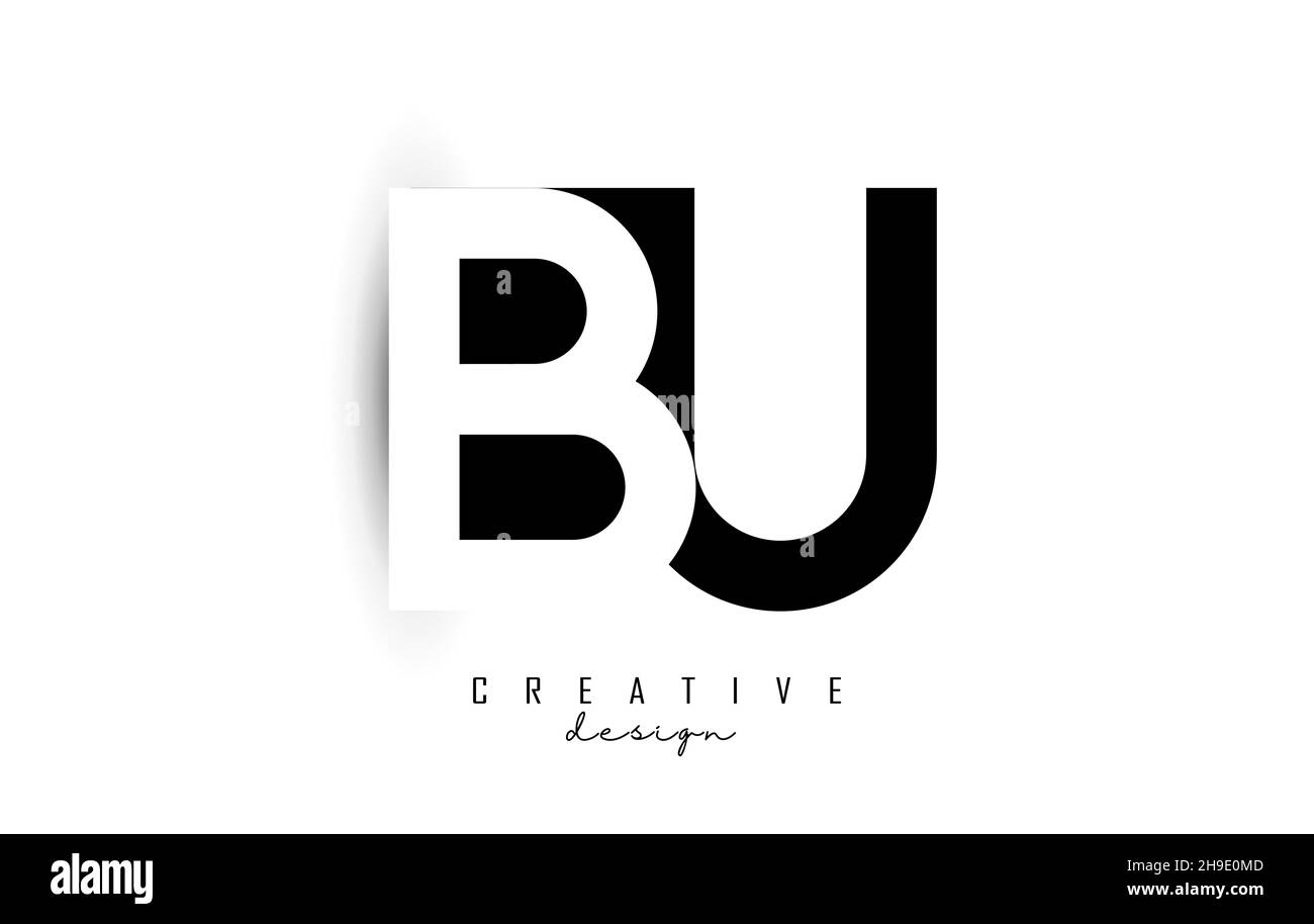 Letters BU Logo with black and white negative space design. Letters B ...